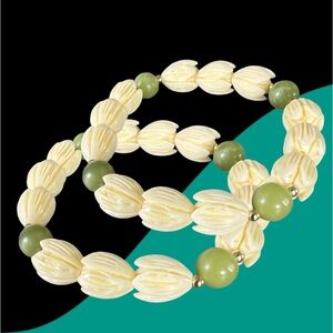 Pikake & All Natural Jade w/Gold filled spacers-bracelet